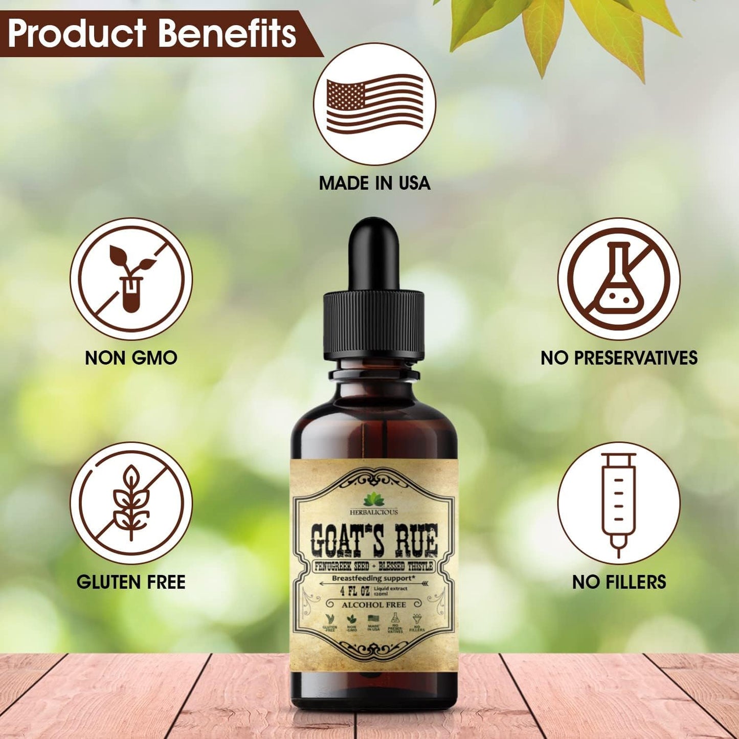 Goat's Rue Liquid Extract - Herbal Tincture for Lactation Support - Alcohol Free Non-GMO Supplement - 4 fl oz