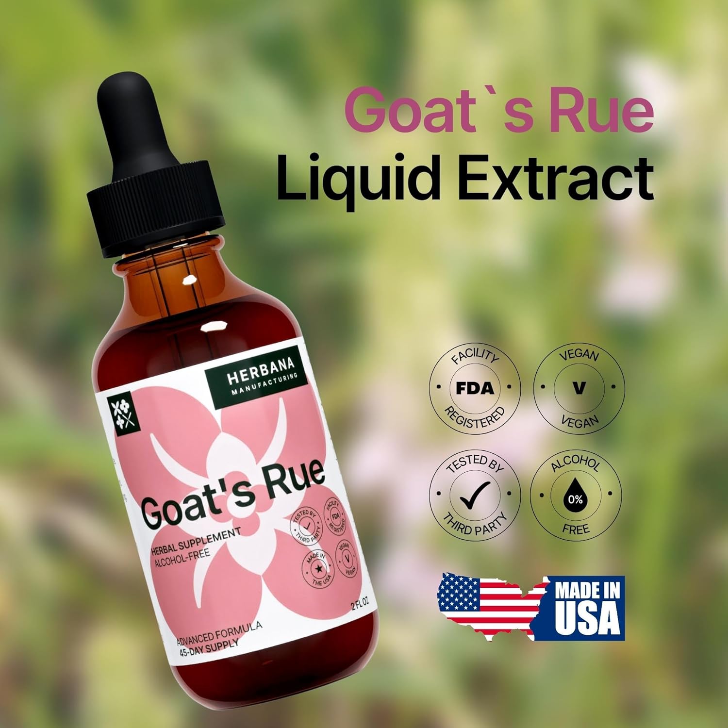 Goat's Rue Liquid Extract - Lactation Supplement for Breast Milk Production - Galega Officinalis Tincture - 2 fl oz