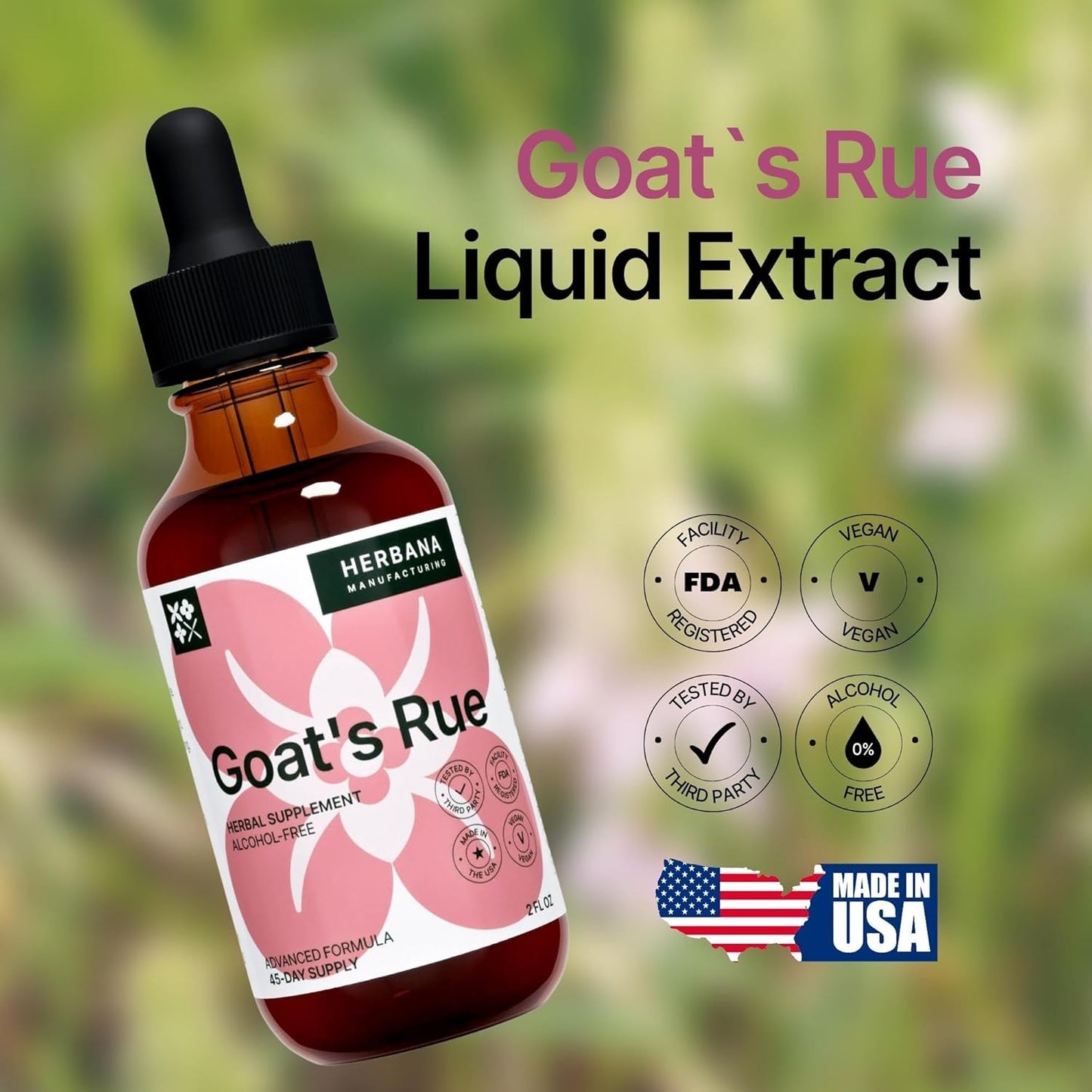 Goat's Rue Liquid Extract - Lactation Supplement for Breast Milk Production - Galega Officinalis Tincture - 2 fl oz