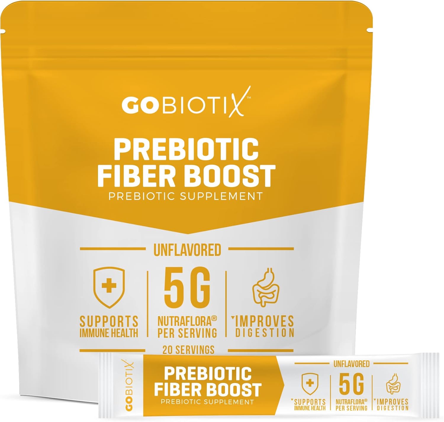 GOBIOTIX Prebiotic Fiber Powder - Supports Gut Health, Digestive Regularity - Gluten & Sugar Free, Keto, Vegan - 20 Servings