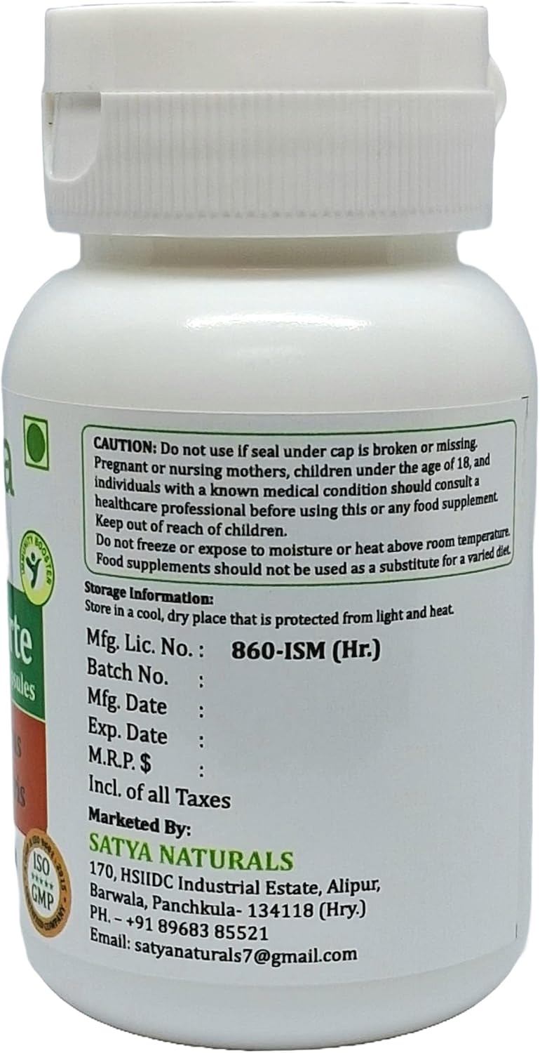 Gokhru Forte Capsules 500mg - Ayurvedic Herbal Supplement for Men and Women - Satya Naturals - 60 Veg Capsules - Tribulus Terrestris Extract - 1 Bottle