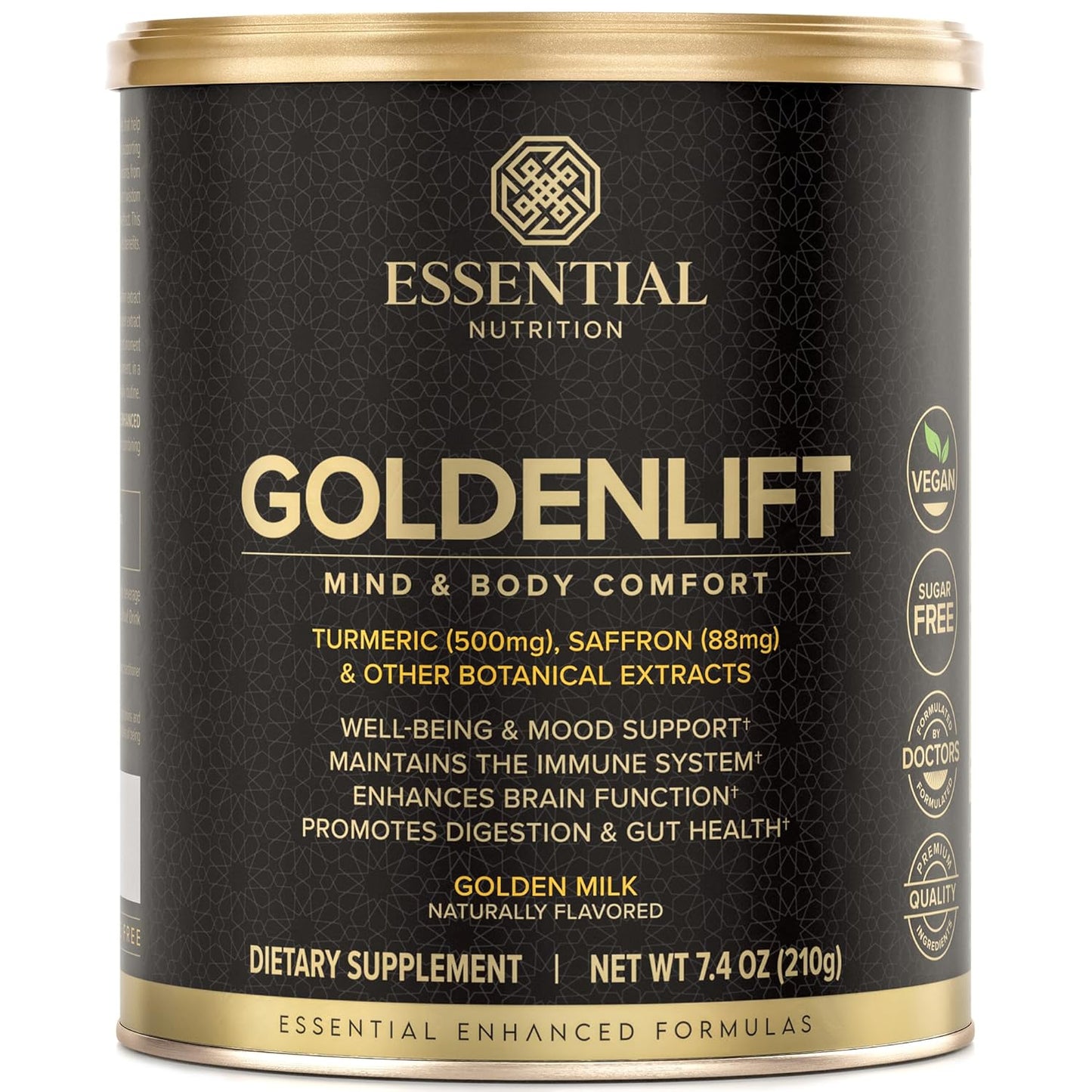 Golden Lift Turmeric Supplement Powder - Vegan Golden Milk with Saffron, Cinnamon, Cayenne & Black Pepper Extracts - 7.4oz - 30 Servings