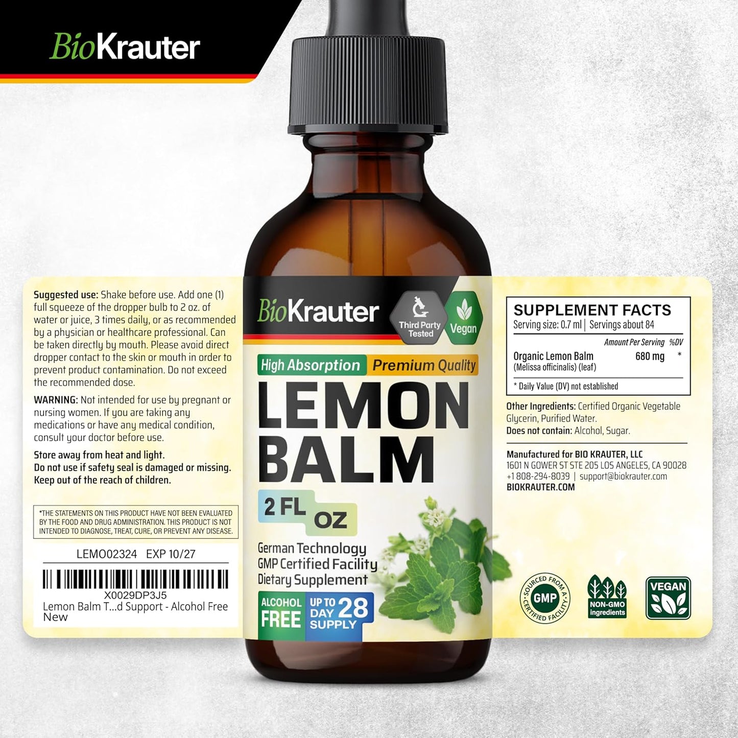 Goldenseal and Lemon Balm Tinctures Bundle - 2 Fl. Oz. Each