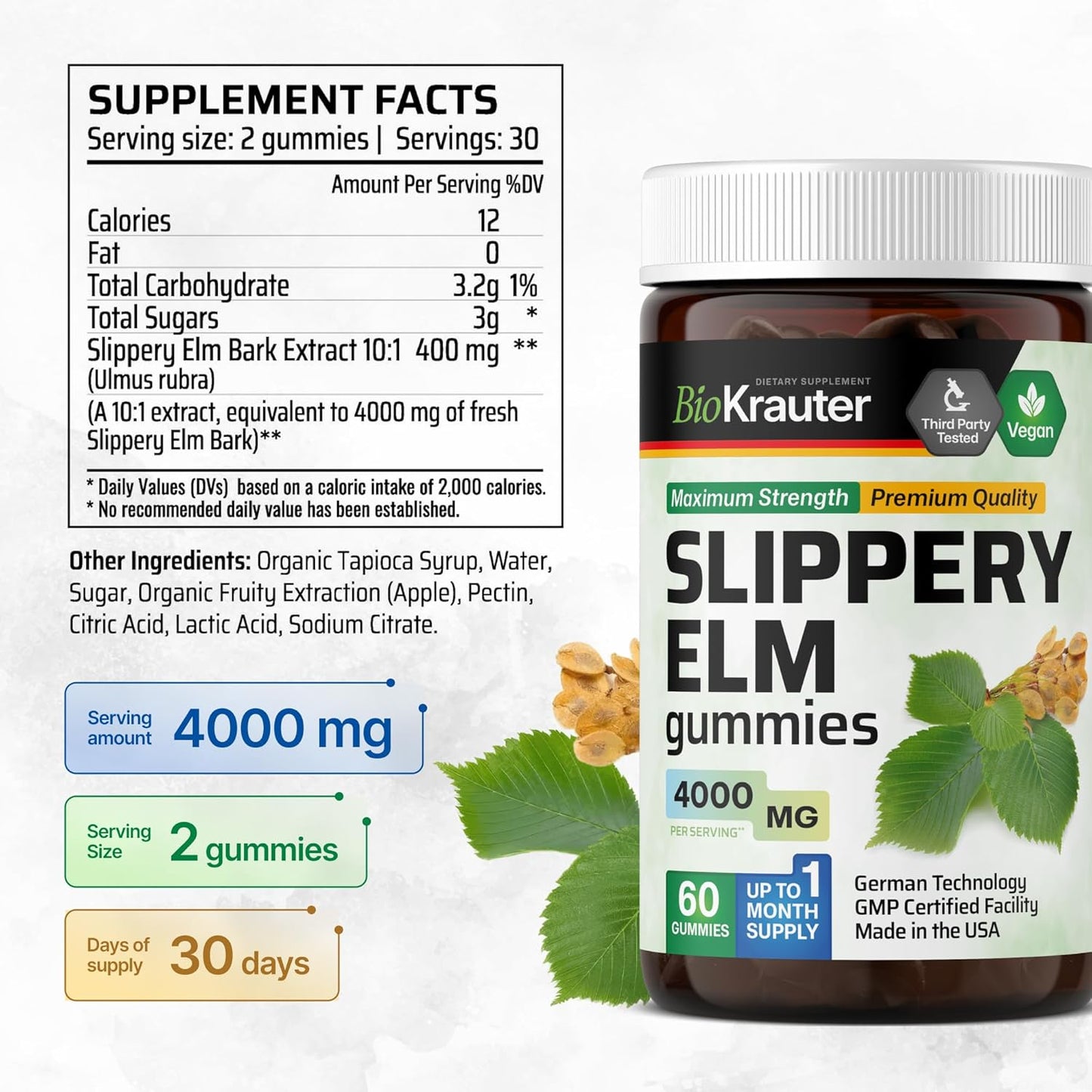 Goldenseal Capsules and Slippery Elm Gummies Combo Pack - 160 Total Count