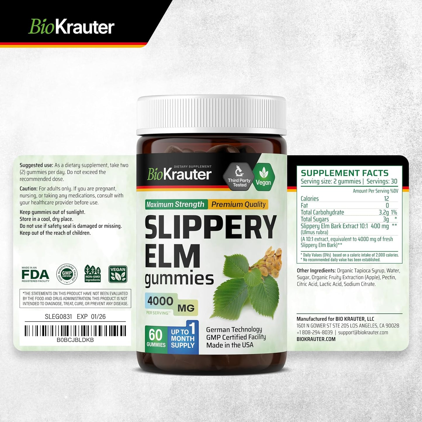 Goldenseal Capsules and Slippery Elm Gummies Combo Pack - 160 Total Count