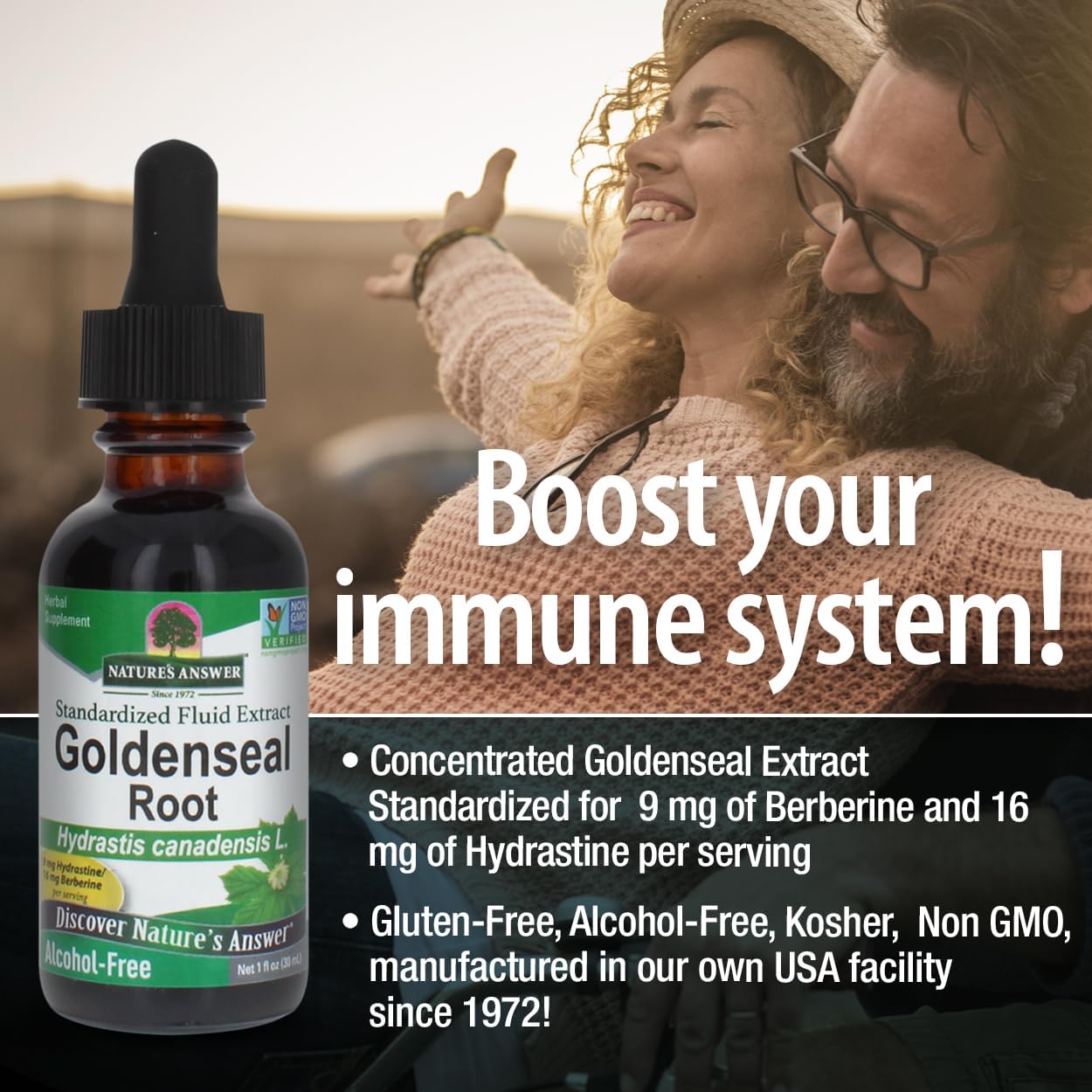 Goldenseal Root Herbal Supplement for a Healthy Immune System - Gluten-Free & Alcohol-Free (2 Pack, 1oz) by Nature's Answer