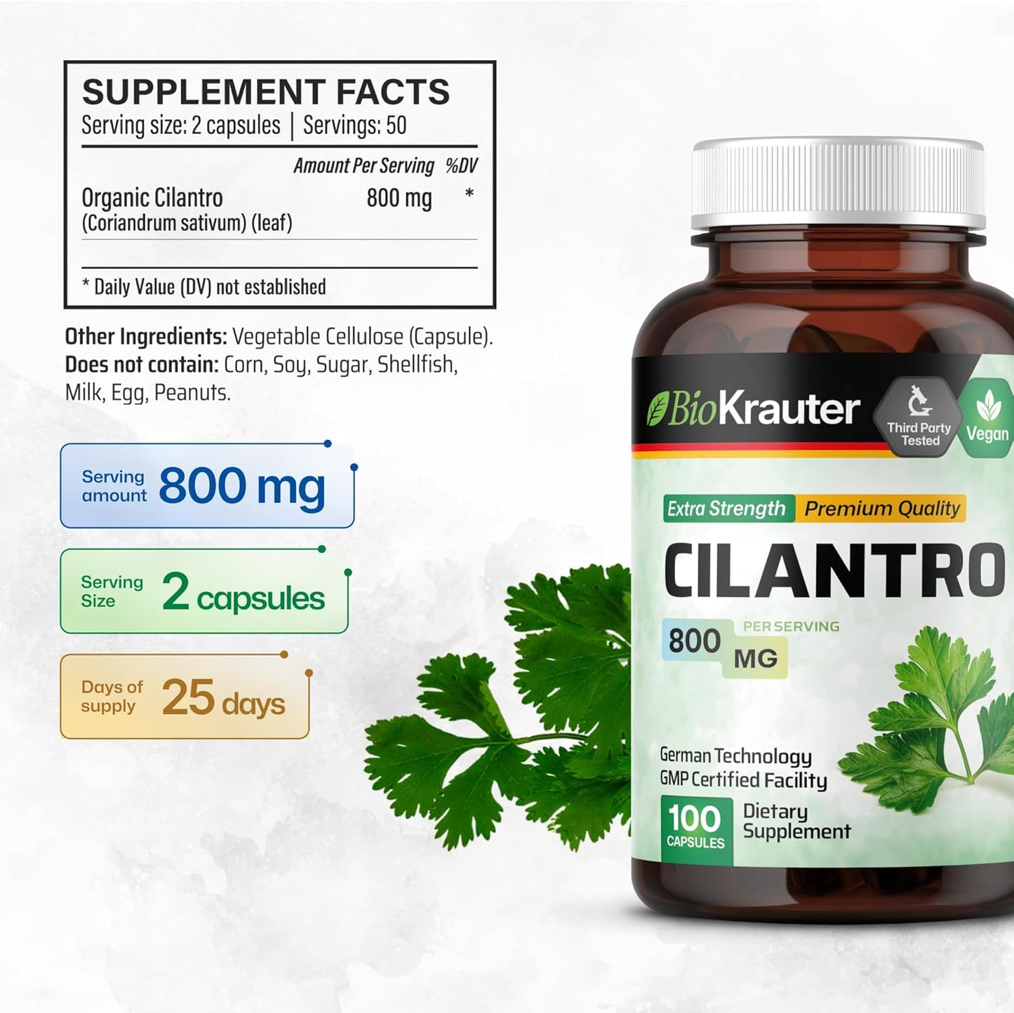 Goldenseal Tincture and Cilantro Capsules Combo - 4 Fl. Oz. Tincture + 100 Capsules