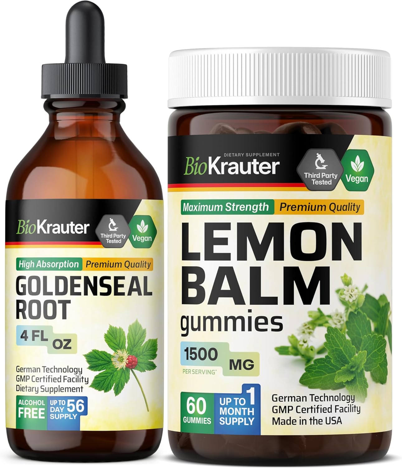 Goldenseal Tincture and Lemon Balm Gummies Bundle - 4 Fl. Oz. & 60 Gummies