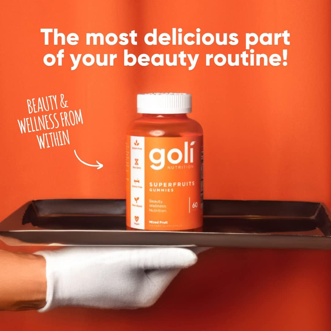 Goli SuperFruits Beauty Gummy Vitamins - 60 Count - Collagen-Promoting Ingredients - Vegan, Plant-Based, Non-GMO