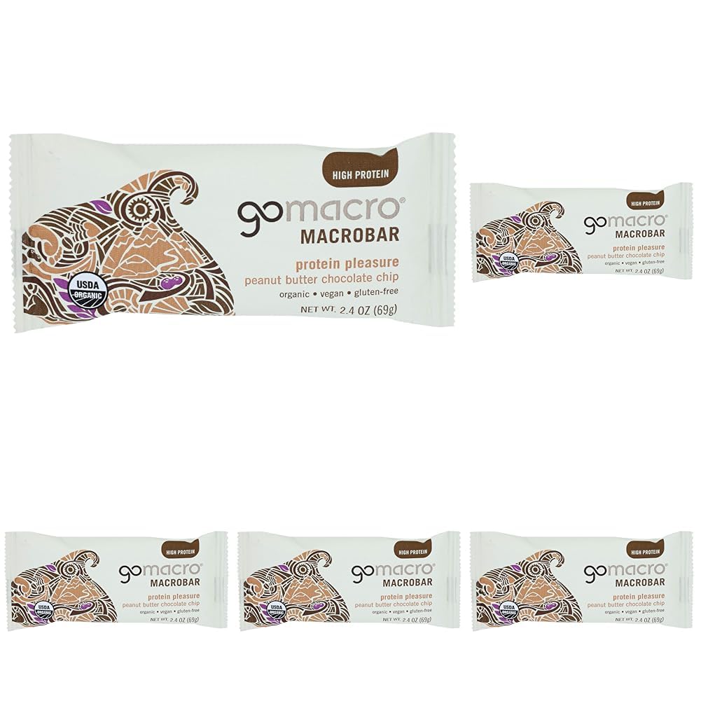 GoMacro Protein Pleasure Bar Peanut Butter Chocolate Chip - 2.4 oz, Pack of 5
