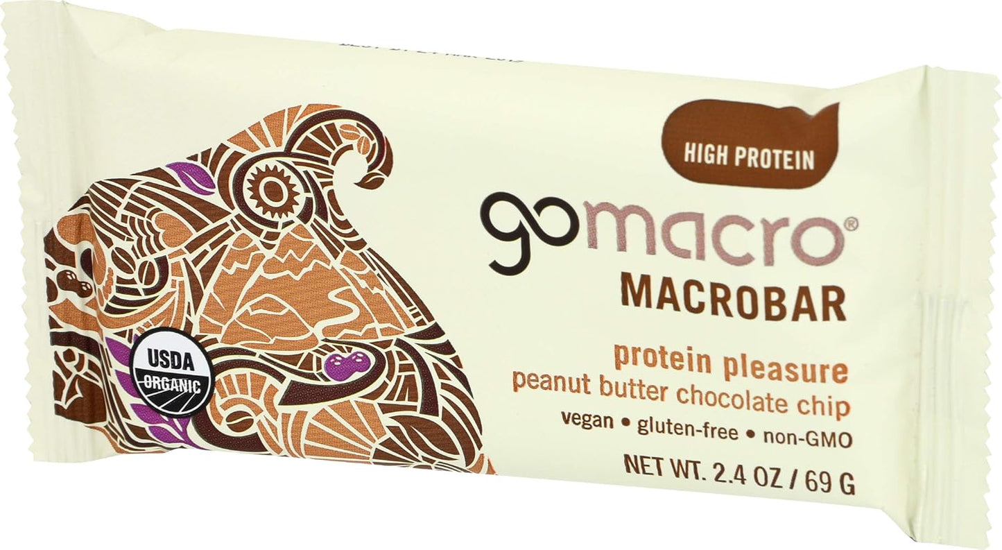 GoMacro Protein Pleasure Bar Peanut Butter Chocolate Chip - 2.4 oz, Pack of 5