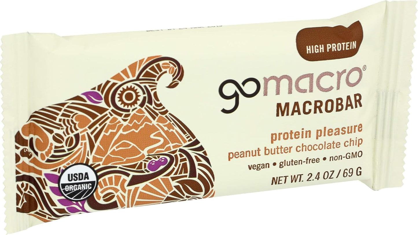 GoMacro Protein Pleasure Bar Peanut Butter Chocolate Chip - 2.4 oz, Pack of 5