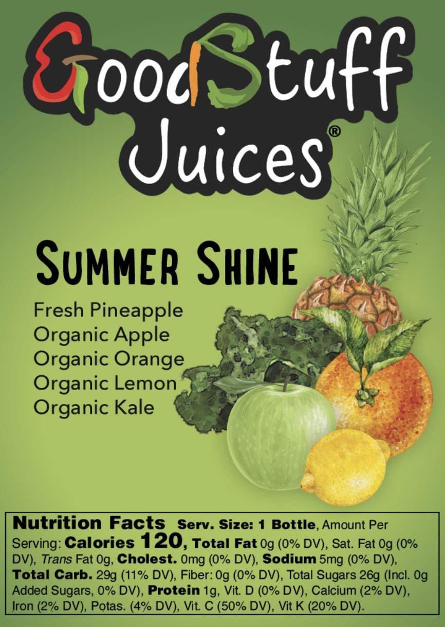 Good Stuff Juices 3-Day Organic Juice Cleanse: Summer Slim Kit with Cold-Pressed Premium Taste - Detox, Lose Fat, Feel Great - 18 Juices in 12oz Jars