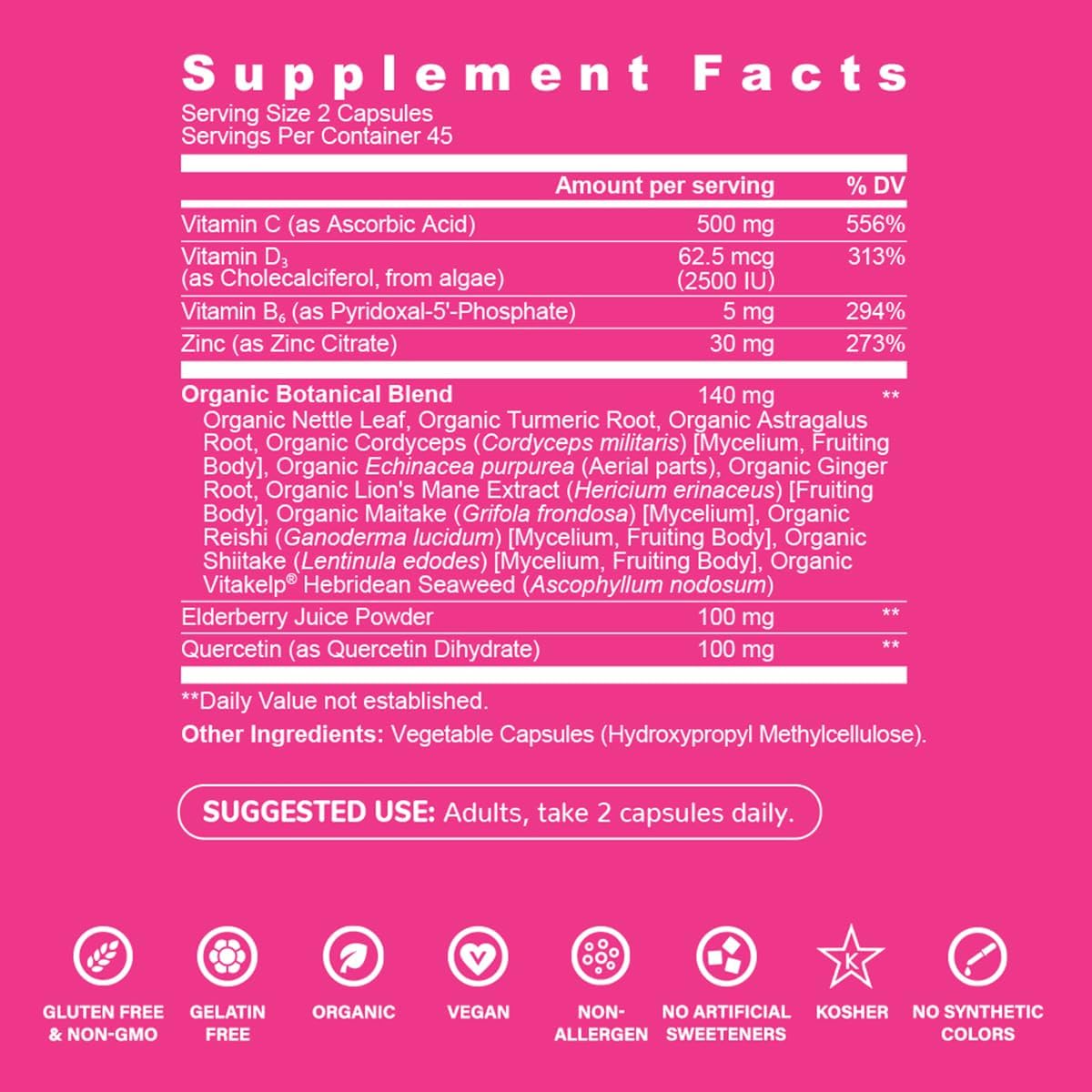 Goood Wellness Immunity Booster for Adults - Vitamin C, Zinc, Quercetin & Elderberry Supplements - Non-Allergenic, Gluten-Free, Non-GMO Immune Support