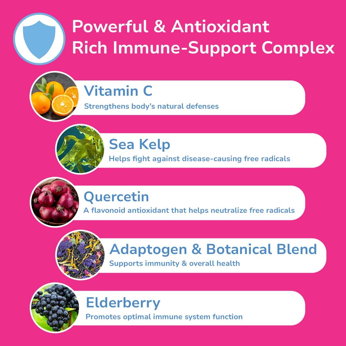 Goood Wellness Immunity Booster for Adults - Vitamin C, Zinc, Quercetin & Elderberry Supplements - Non-Allergenic, Gluten-Free, Non-GMO Immune Support
