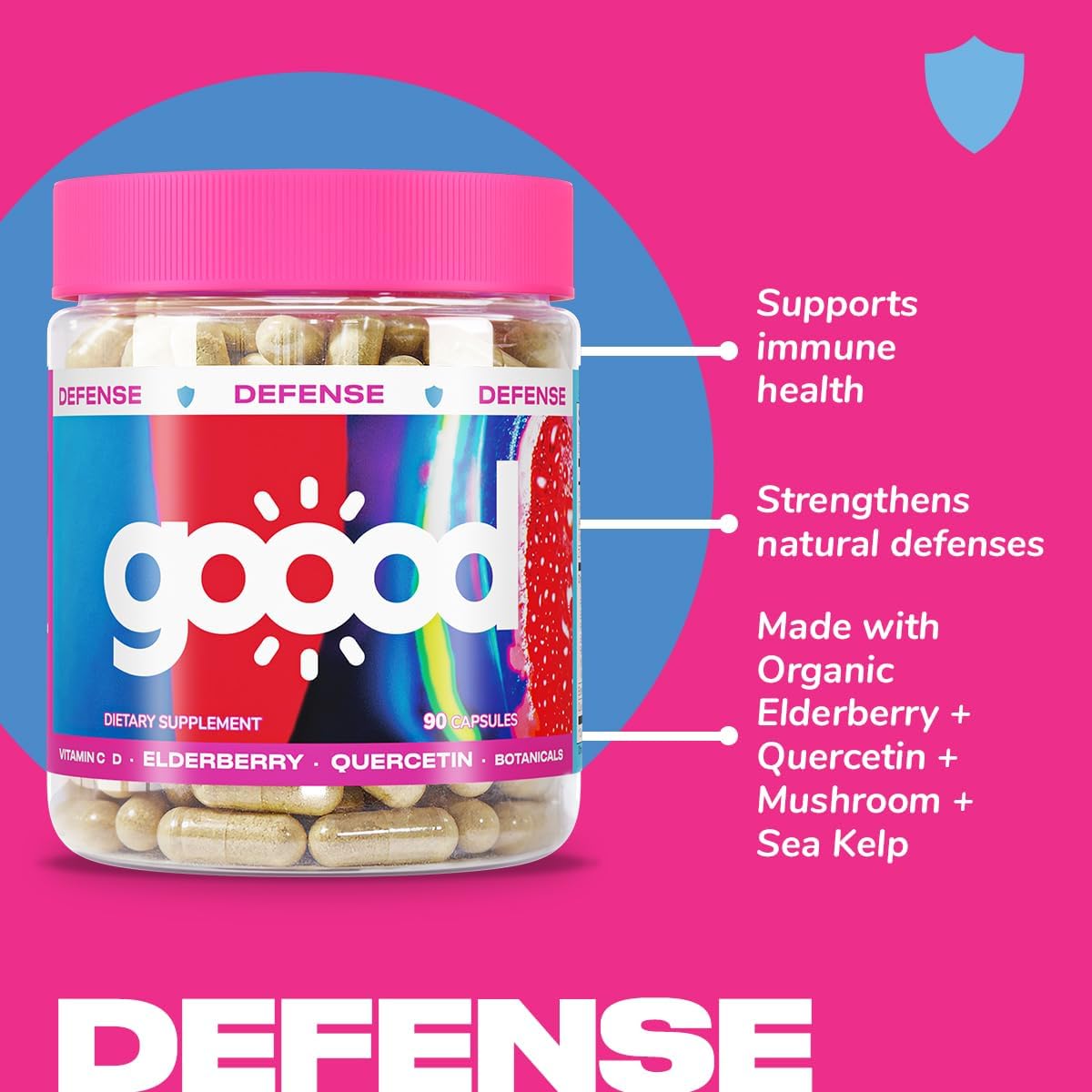 Goood Wellness Immunity Booster for Adults - Vitamin C, Zinc, Quercetin & Elderberry Supplements - Non-Allergenic, Gluten-Free, Non-GMO Immune Support