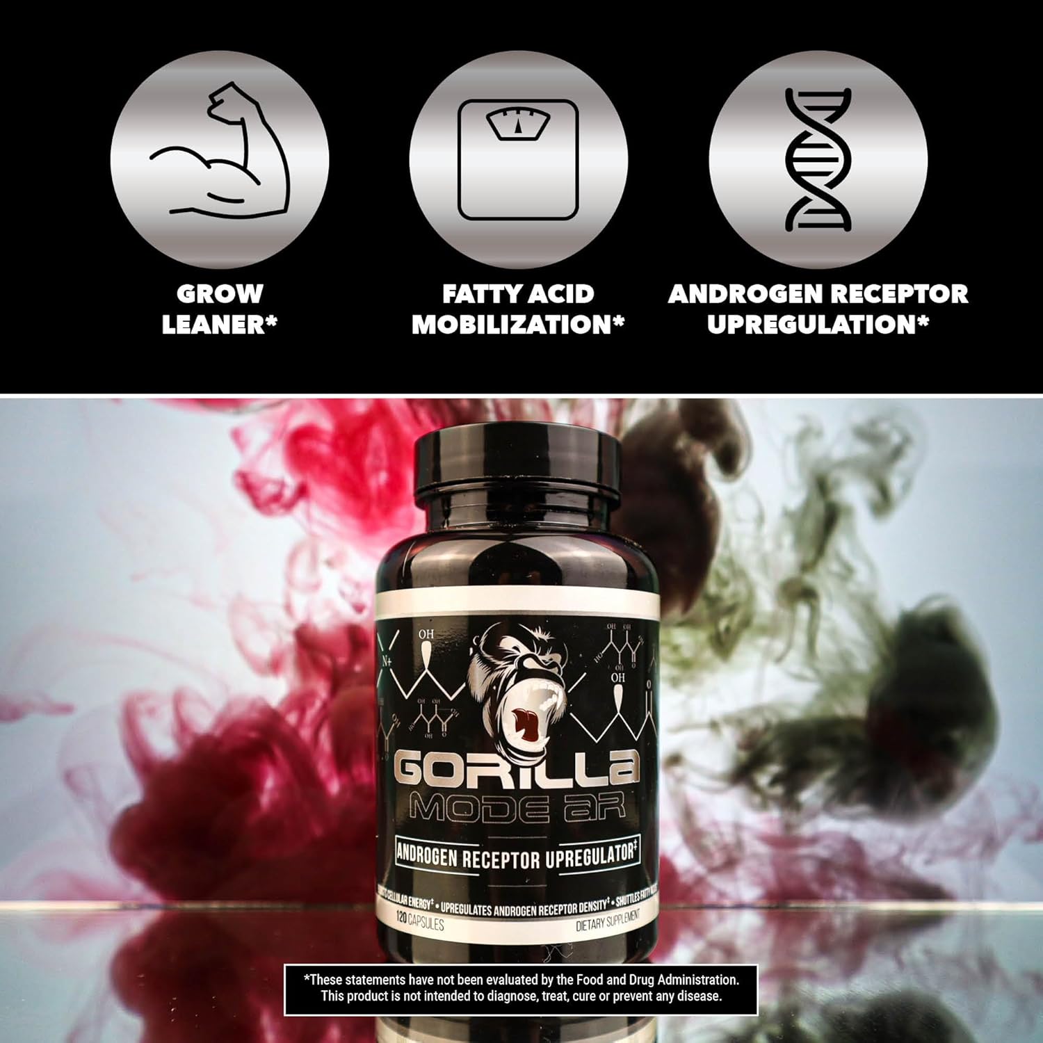 Gorilla Mind AR Carnitine Capsules - Boost Cellular Energy & Androgen Receptor Density - 750mg (120 Capsules)