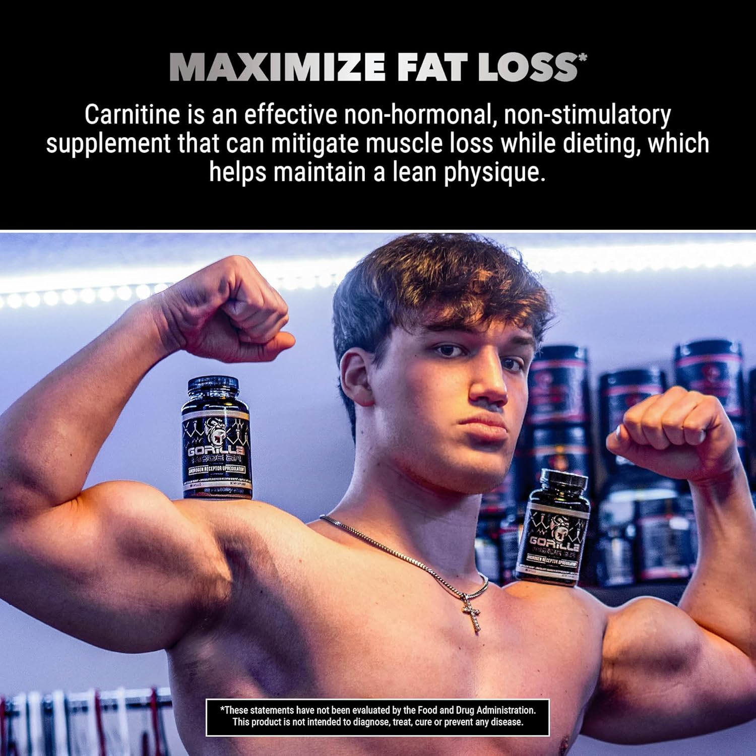 Gorilla Mind AR Carnitine Capsules - Boost Cellular Energy & Androgen Receptor Density - 750mg (120 Capsules)