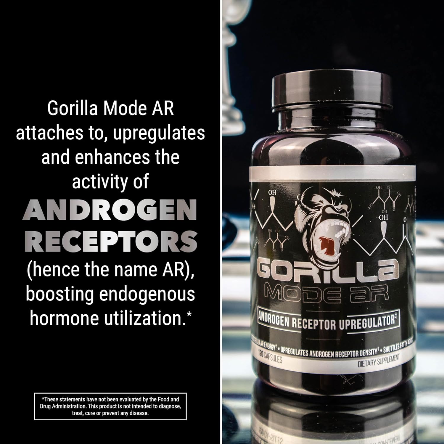 Gorilla Mind AR Carnitine Capsules - Boost Cellular Energy & Androgen Receptor Density - 750mg (120 Capsules)