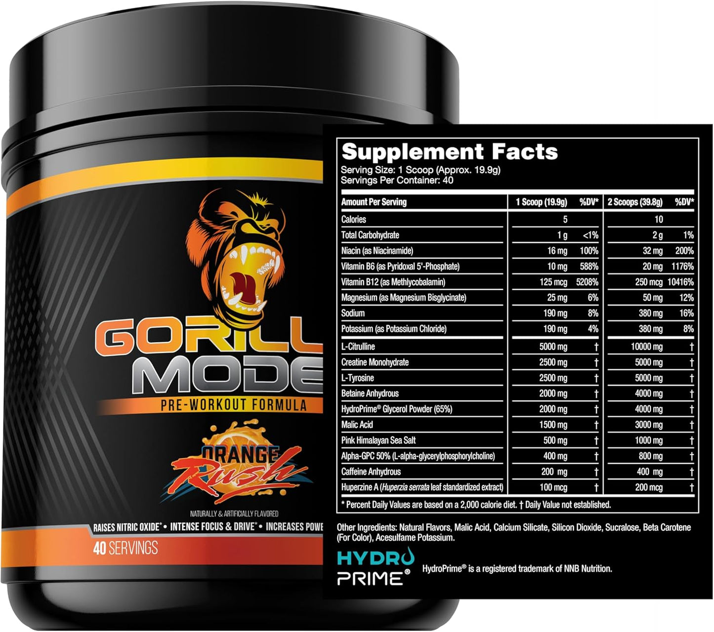 Gorilla Mind Gorilla Mode & HydroPrime Glycerol Pre Workout Stack - Ultimate Formula for Hydration, Pump, Power, Endurance, and Thermoregulation