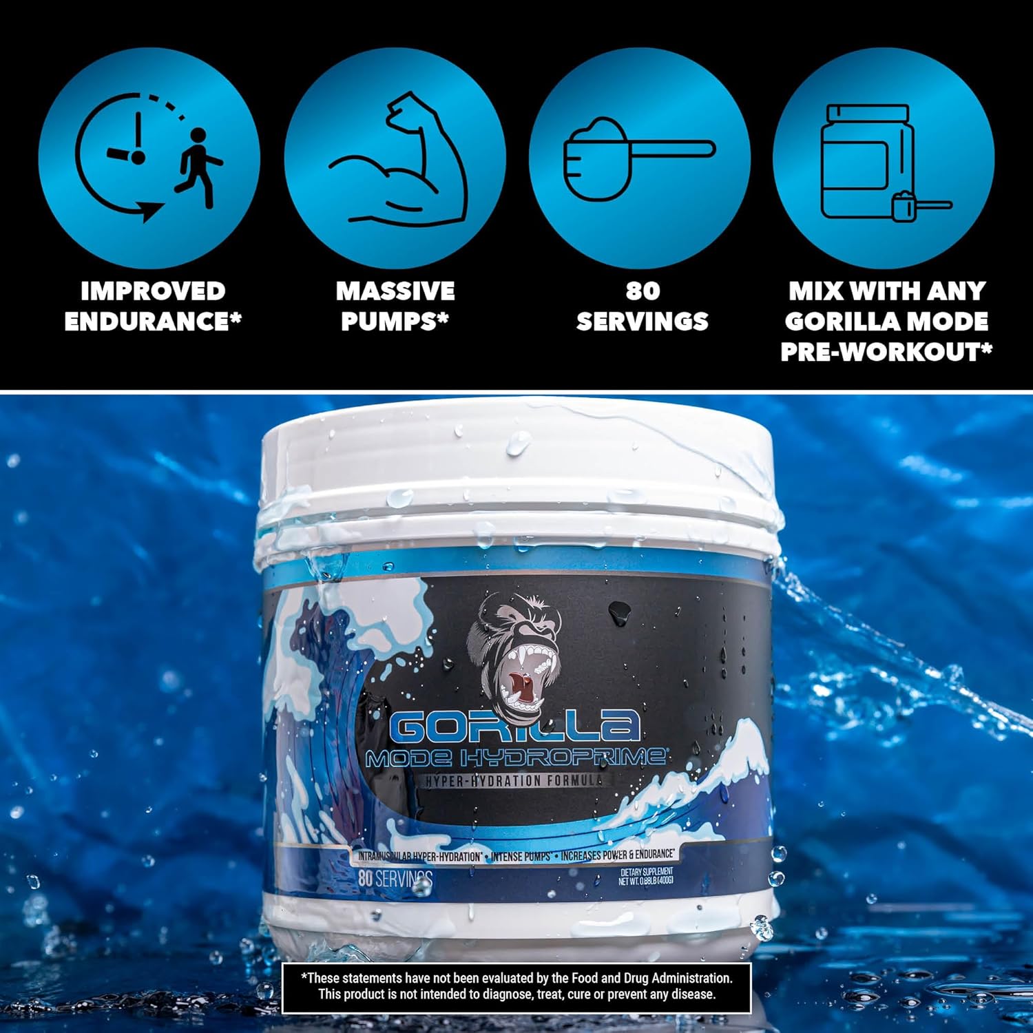 Gorilla Mind Gorilla Mode & HydroPrime Glycerol Pre Workout Stack - Ultimate Formula for Hydration, Pump, Power, Endurance, and Thermoregulation