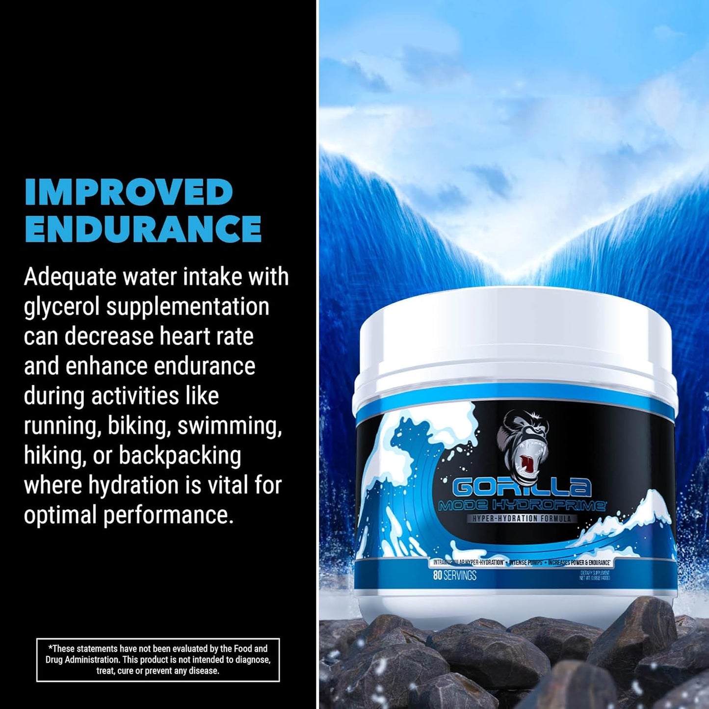 Gorilla Mind Gorilla Mode & HydroPrime Glycerol Pre Workout Stack - Hyper-Hydration, Pump, Power, Endurance, Thermoregulation (Cherry)