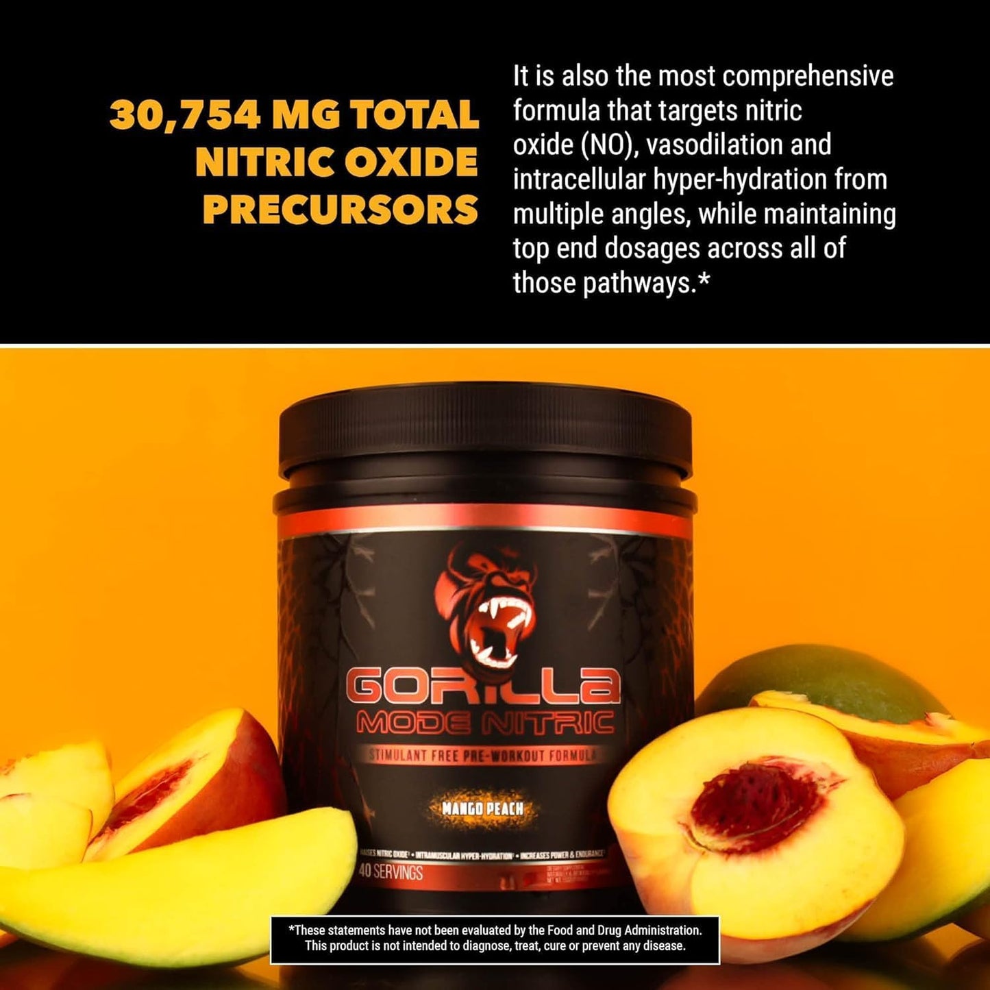 Gorilla Mind Nitric 1.0: Stimulant-Free Pre-Workout for Massive Pumps - Sour Candy Apple Flavor - 776g