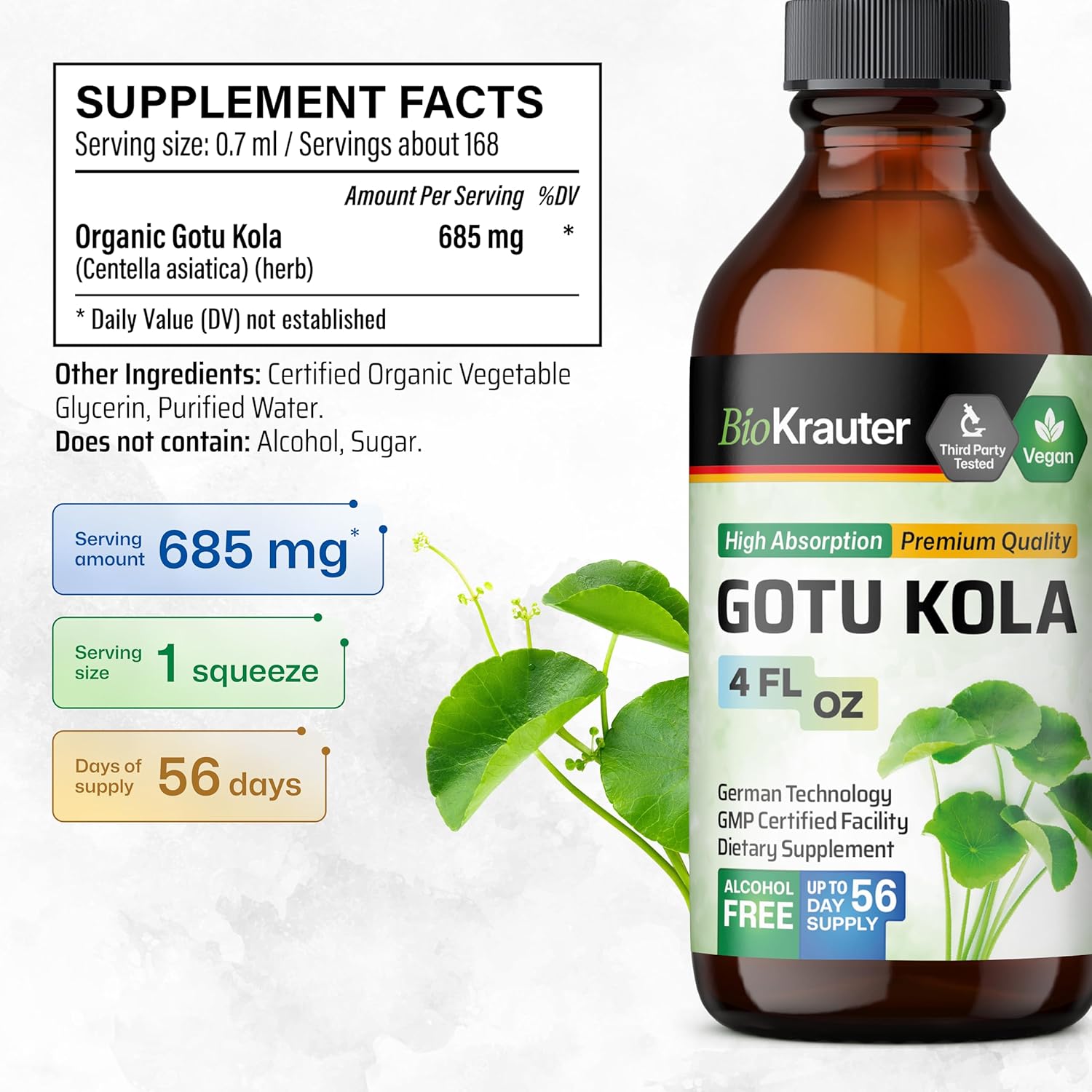 Gotu Kola and Bacopa Tincture Set - 4 Fl. Oz. Each - BIO KRAUTER