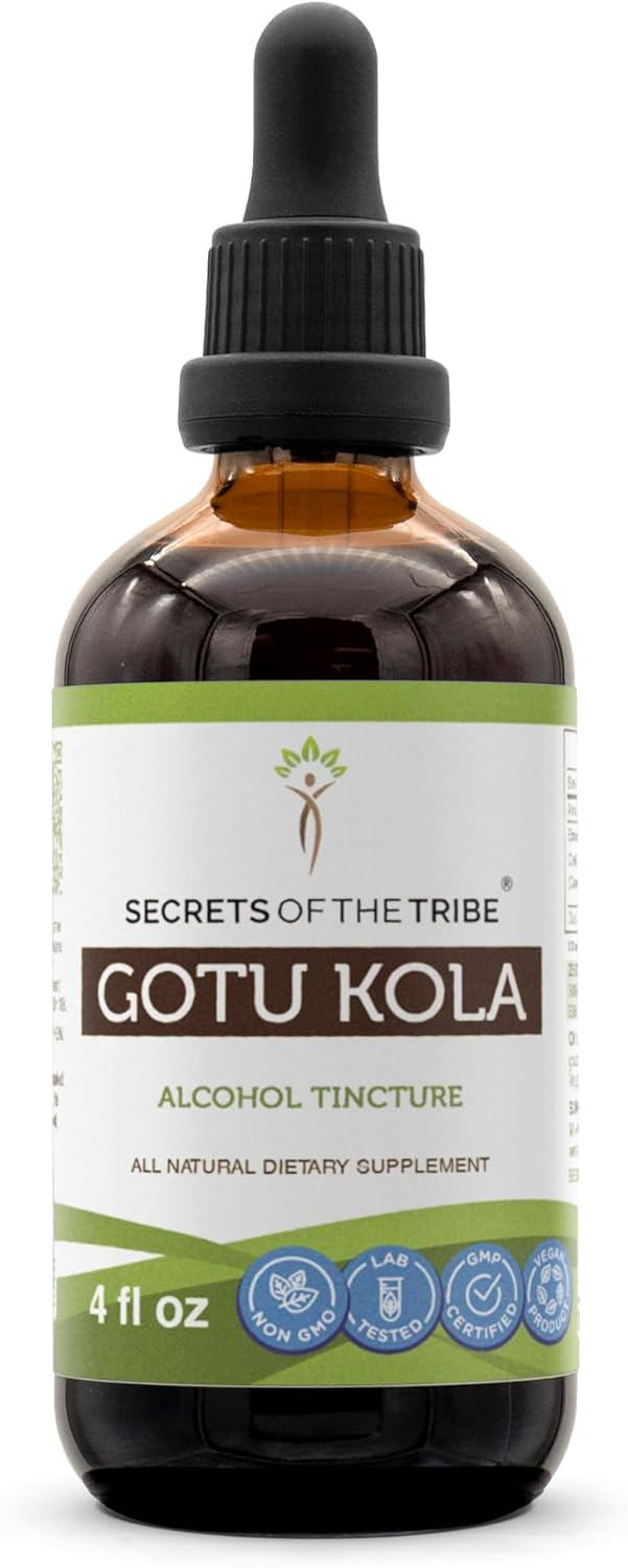 Gotu Kola Tincture Alcohol Liquid Extract - Secrets of the Tribe (4 FL OZ)