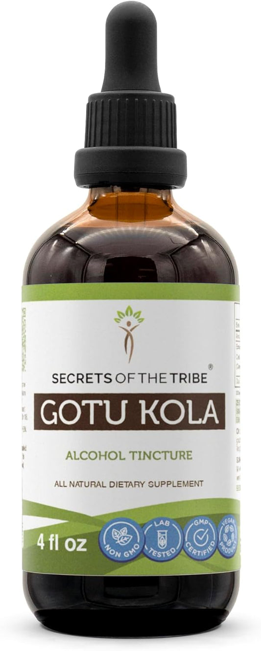 Gotu Kola Tincture Alcohol Liquid Extract - Secrets of the Tribe (4 FL OZ)