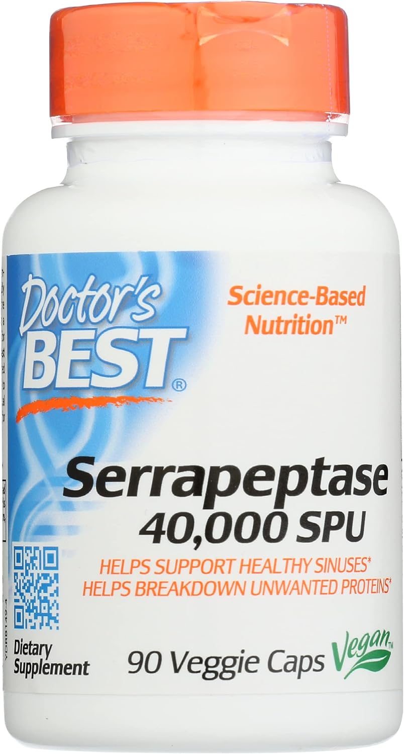 Grace Nnvg Doctors Best Serrapeptase 40,000 SPU - Non-GMO Vegan Capsules - 90 Count