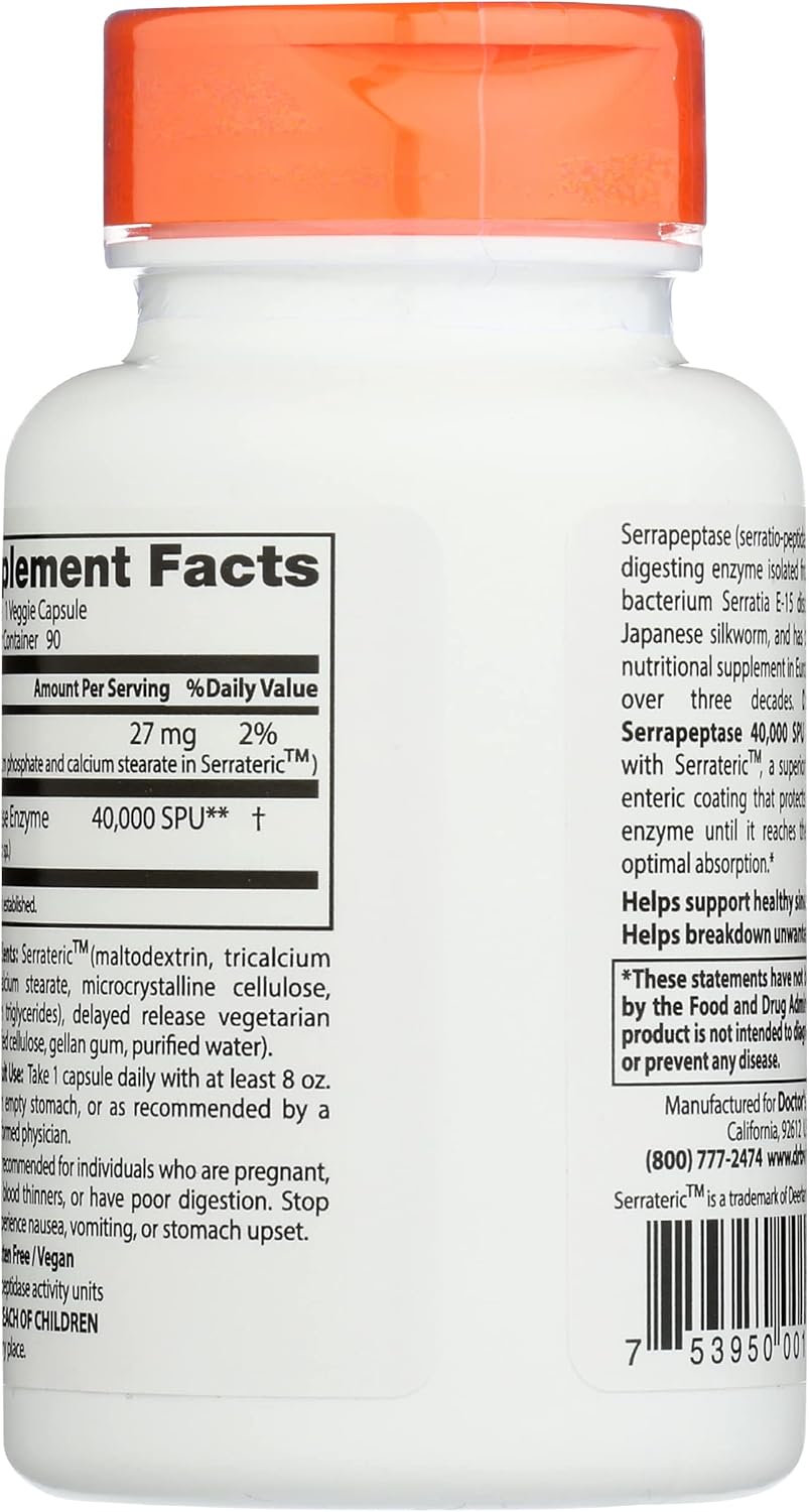 Grace Nnvg Doctors Best Serrapeptase 40,000 SPU - Non-GMO Vegan Capsules - 90 Count