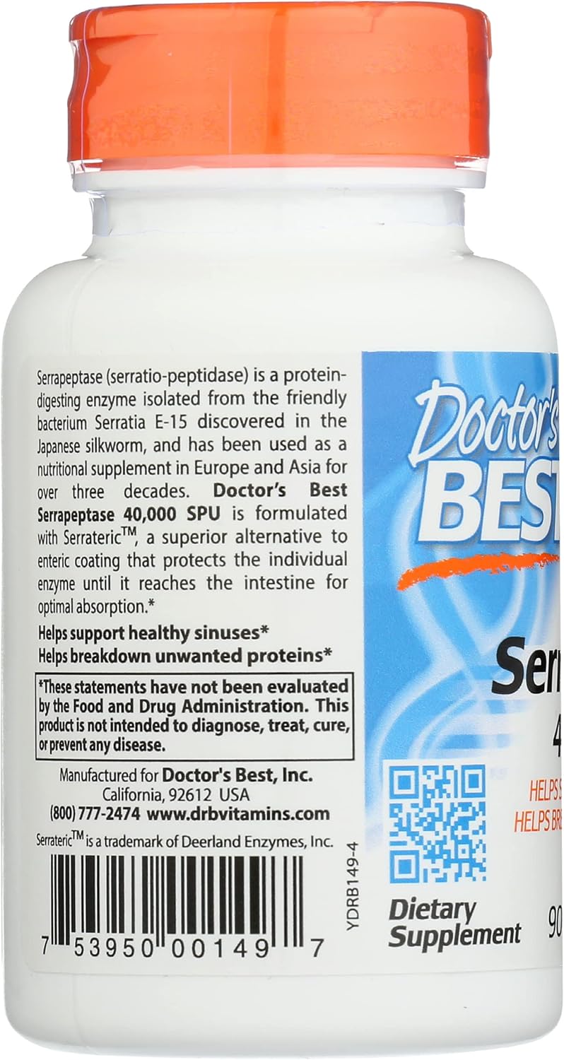 Grace Nnvg Doctors Best Serrapeptase 40,000 SPU - Non-GMO Vegan Capsules - 90 Count