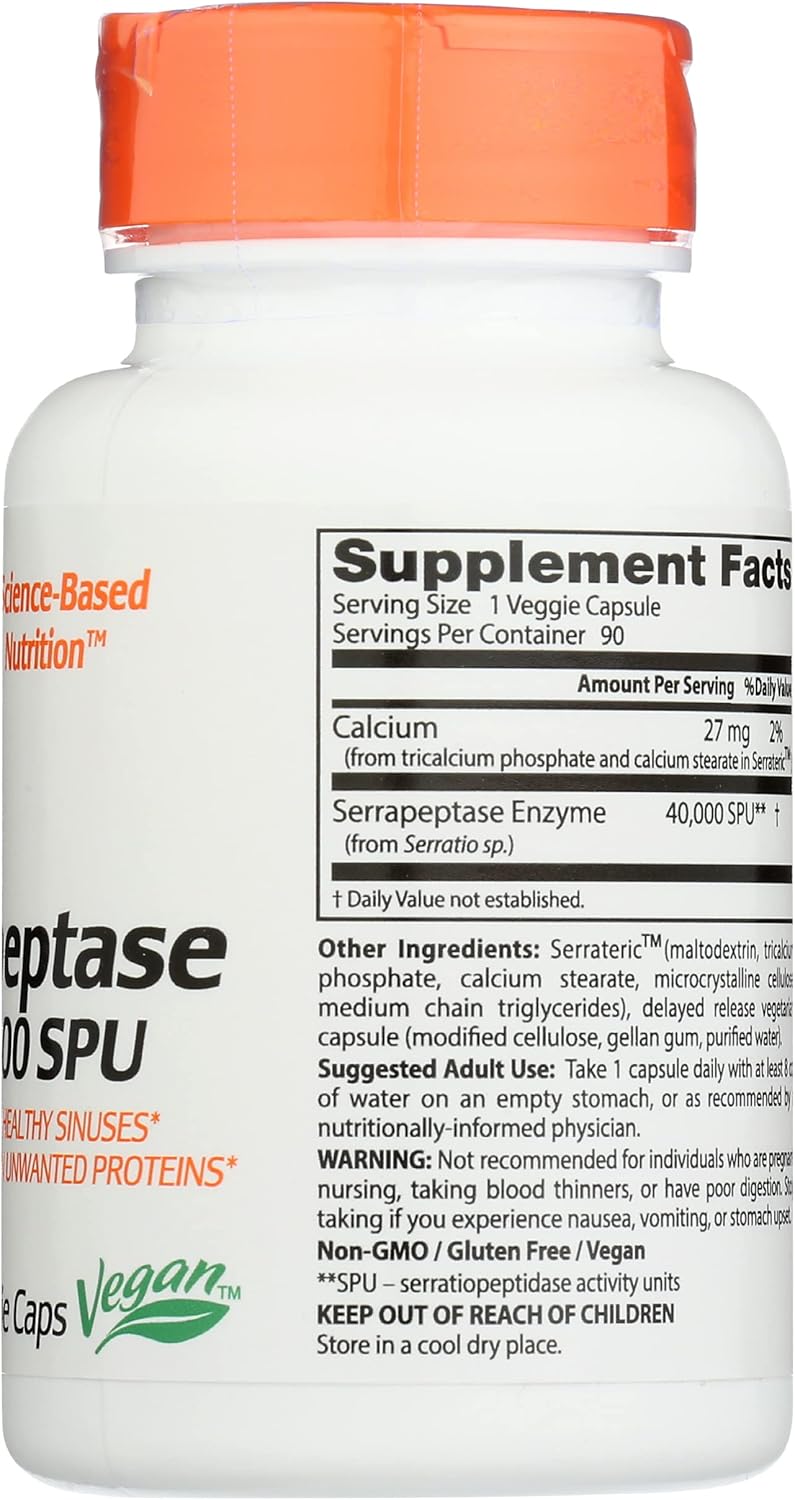 Grace Nnvg Doctors Best Serrapeptase 40,000 SPU - Non-GMO Vegan Capsules - 90 Count