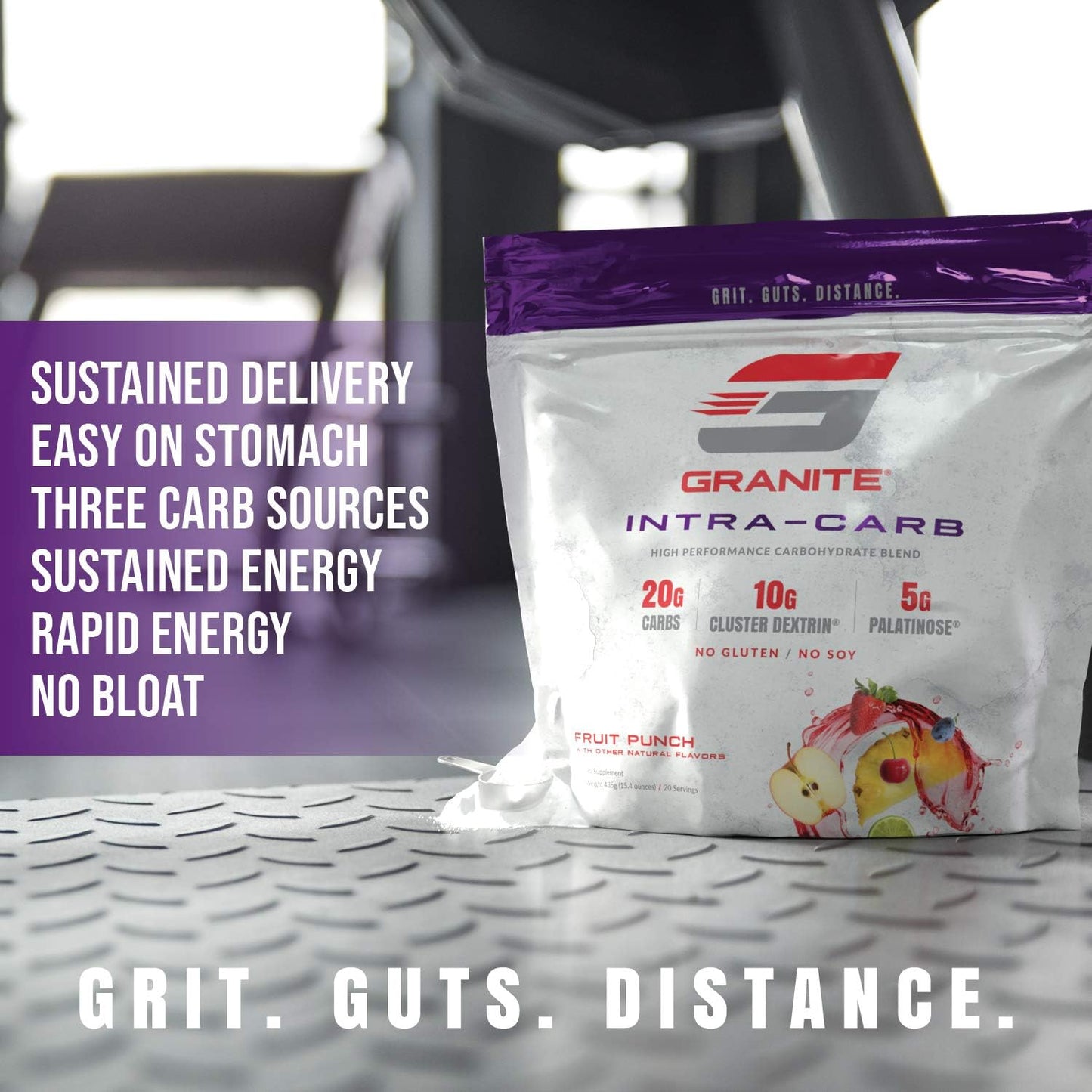 Granite Intra Carb Powder - Fruit Punch Flavor - High-Performance Carbohydrate Blend - Supports Energy and Training - 20 Servings