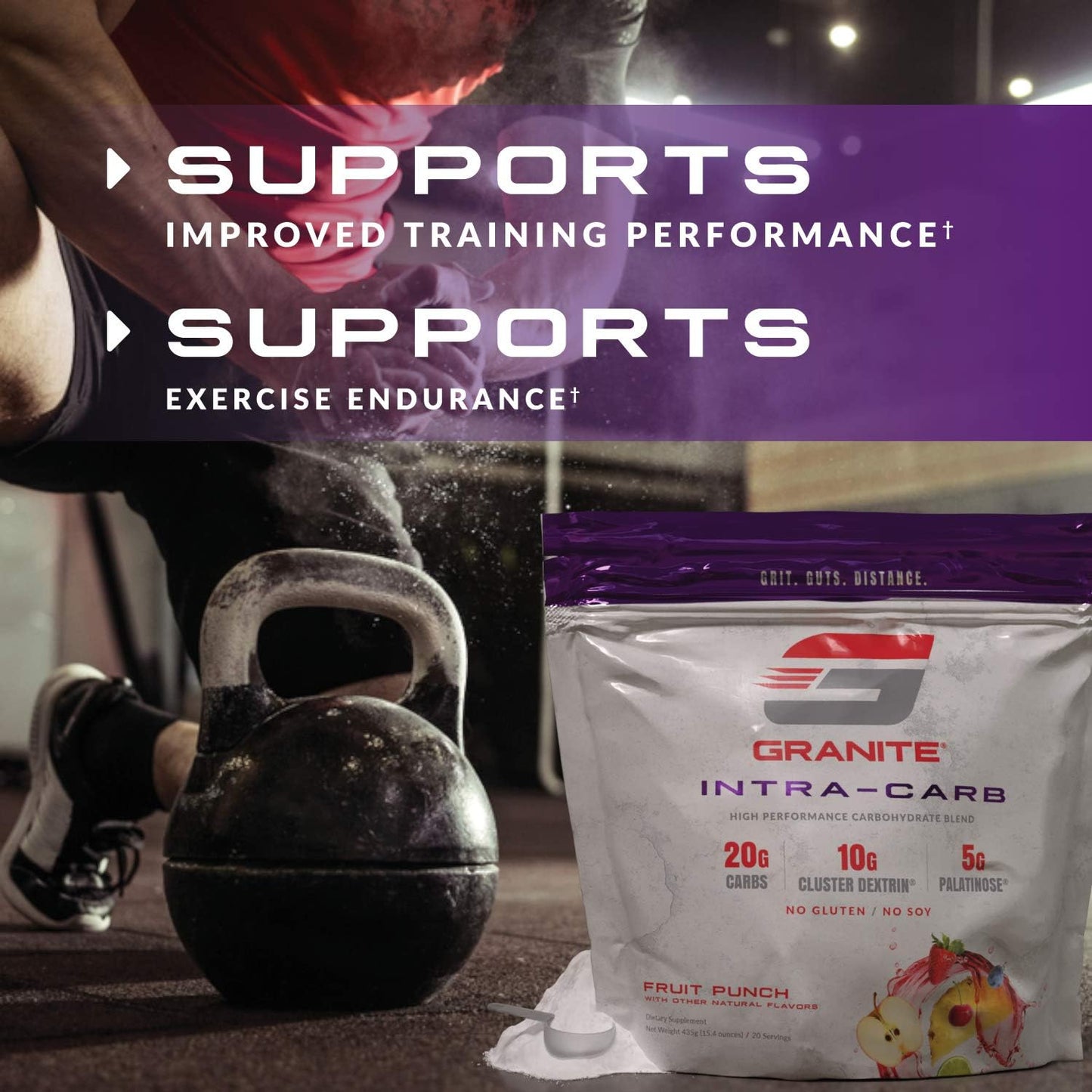 Granite Intra Carb Powder - Fruit Punch Flavor - High-Performance Carbohydrate Blend - Supports Energy and Training - 20 Servings