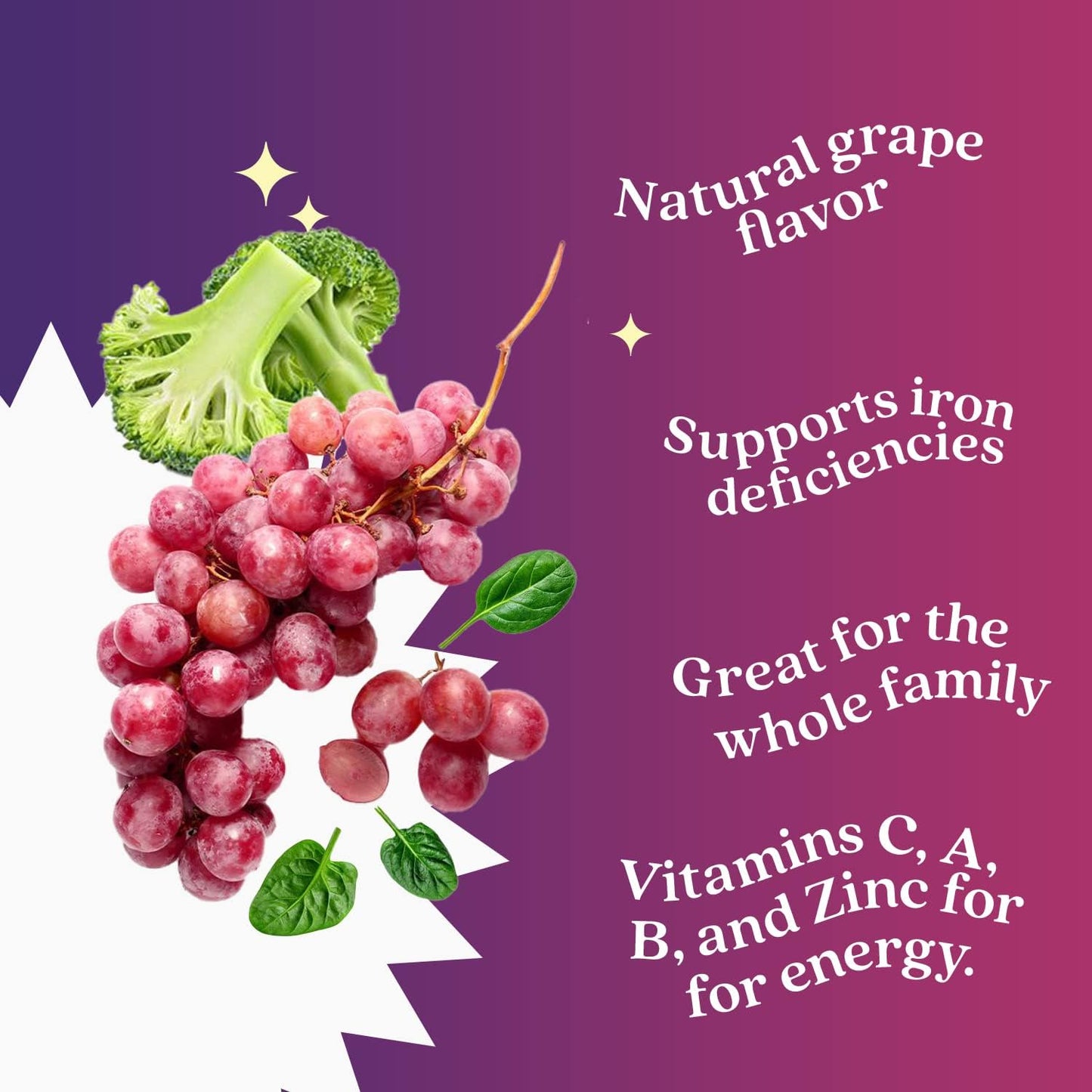 Grape Flavored BeLive Iron Gummies - Vegan Multivitamin with Iron, Vitamins & Zinc for Blood Oxygen - Supplement for Women, Men & Kids