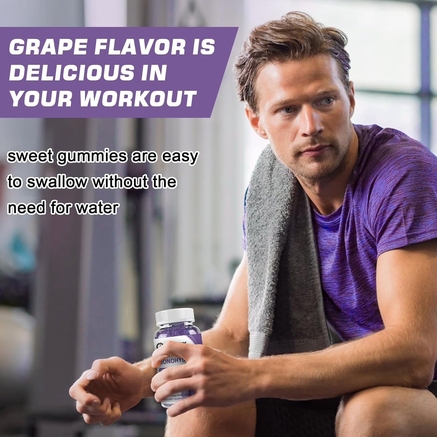 Grape Flavored Creatine Gummies with Collagen & BCAA for Muscle Strength - 2 Pack