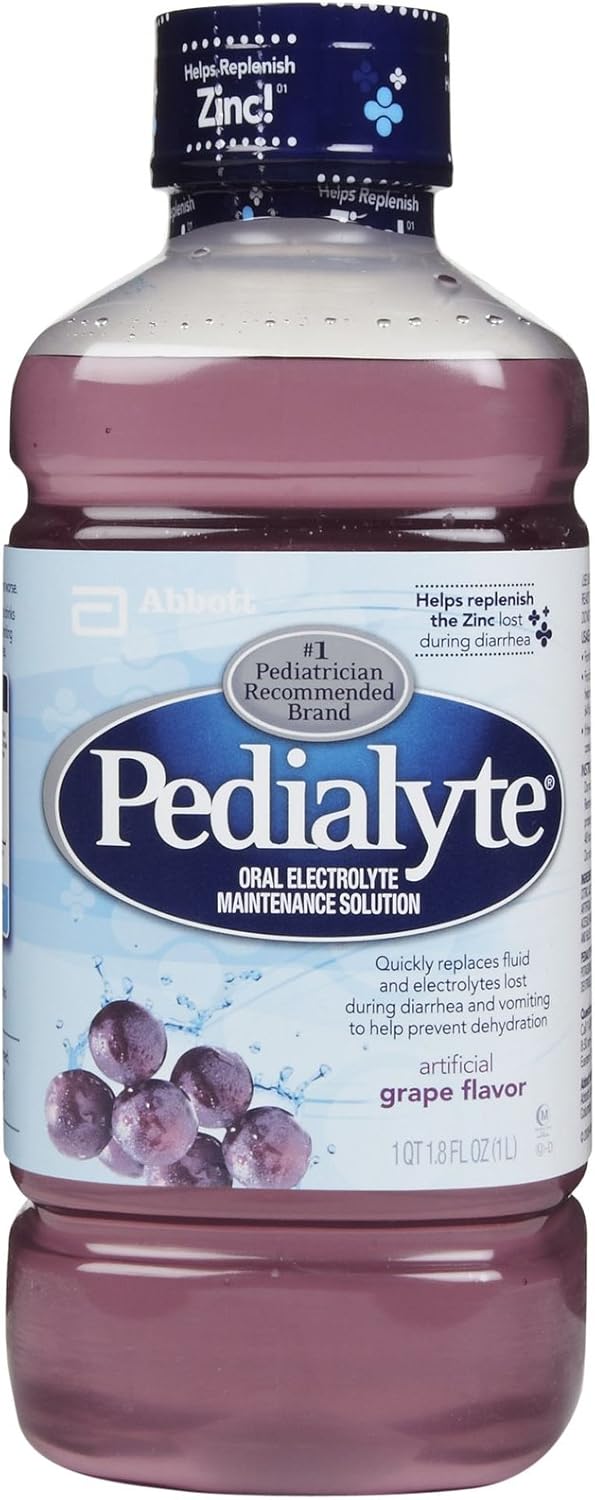 Grape Flavored Pedialyte Electrolyte Solution - 1 Liter Bottle for Hydration