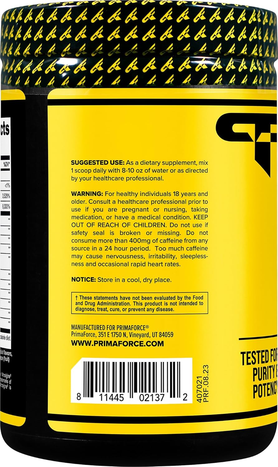 Grape Flavored Primaforce Pre-Workout Powder - Enhance Fitness Routine with 30 Servings, 438g