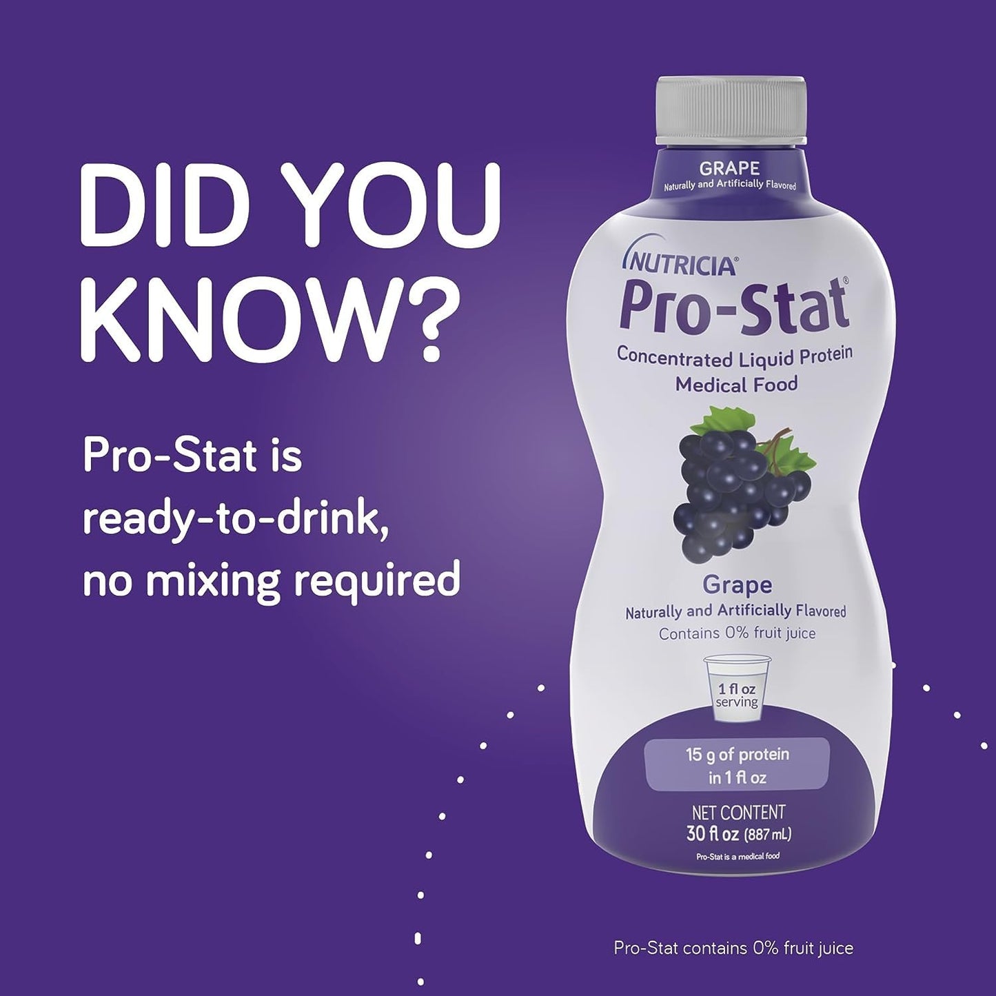 Grape Flavored Pro-Stat Concentrated Liquid Protein Medical Food - 30 Fl Oz Bottle