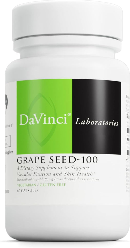 Grape Seed-100 Dietary Supplement - Immune System & Skin Support - 100mg Extract - Gluten-Free - 60 Capsules