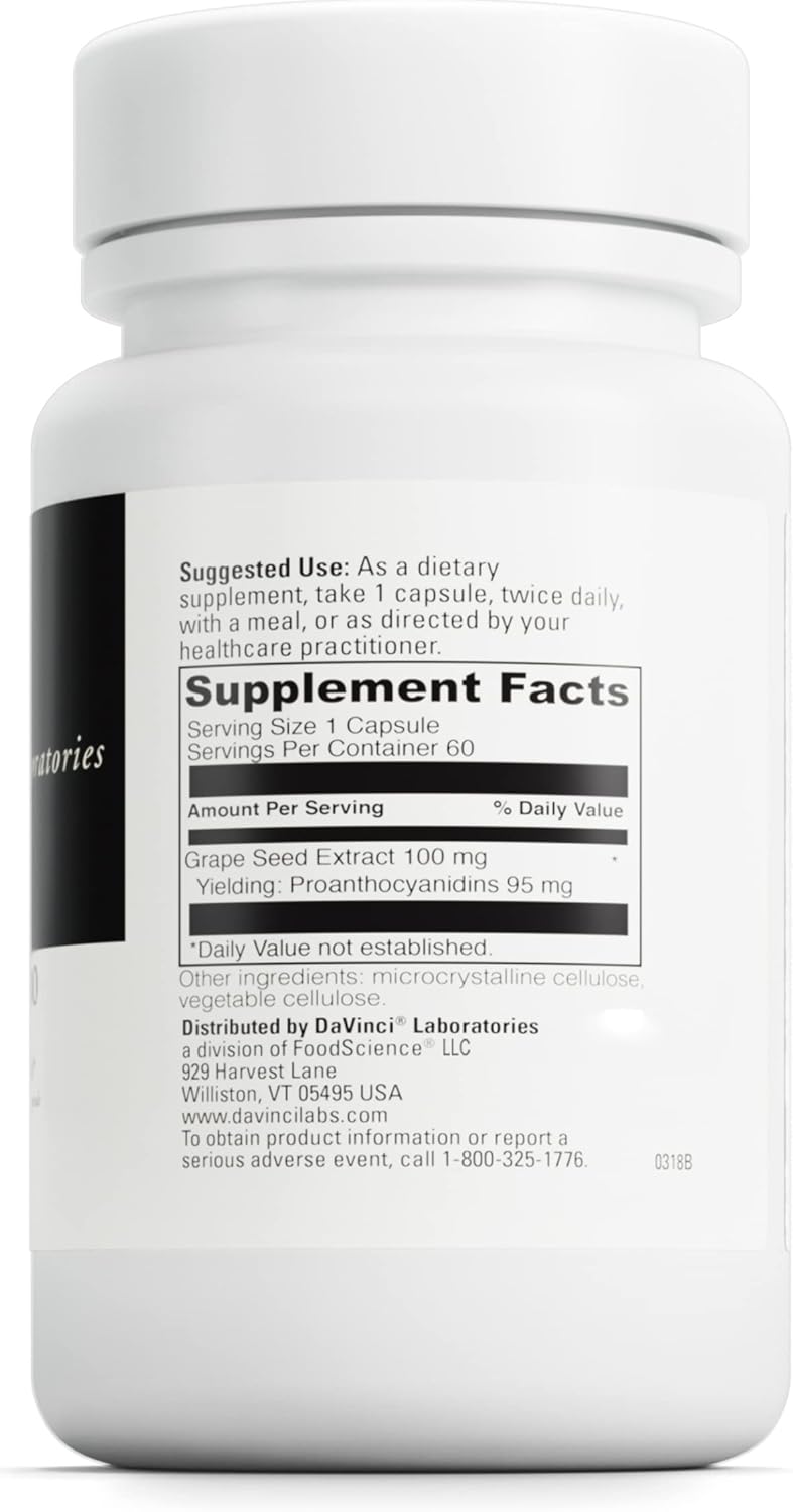 Grape Seed-100 Dietary Supplement - Immune System & Skin Support - 100mg Extract - Gluten-Free - 60 Capsules