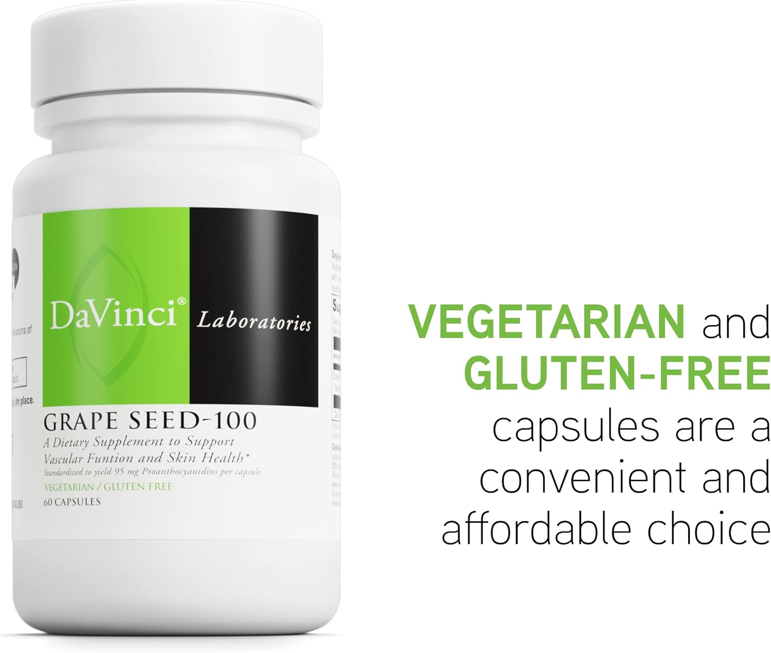 Grape Seed-100 Dietary Supplement - Immune System & Skin Support - 100mg Extract - Gluten-Free - 60 Capsules