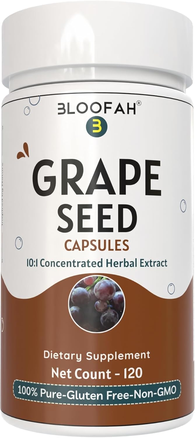 Grape Seed Capsules 500mg | Powerful Vitis Vinifera Seed Extract | Herbal Supplement | Non-GMO, Gluten-Free (120 Count)