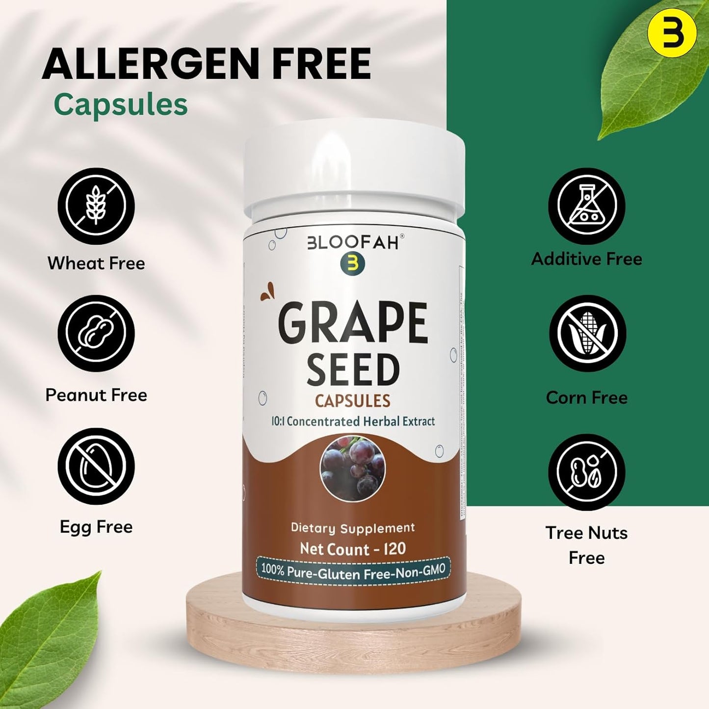 Grape Seed Capsules 500mg | Powerful Vitis Vinifera Seed Extract | Herbal Supplement | Non-GMO, Gluten-Free (120 Count)