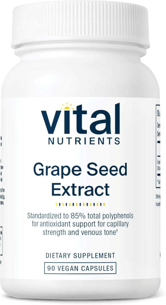 Grape Seed Extract 100mg Capsules | Antioxidant for Circulation, Capillary & Vein Health | Non-GMO | Gluten, Dairy, Soy Free | 90 Count