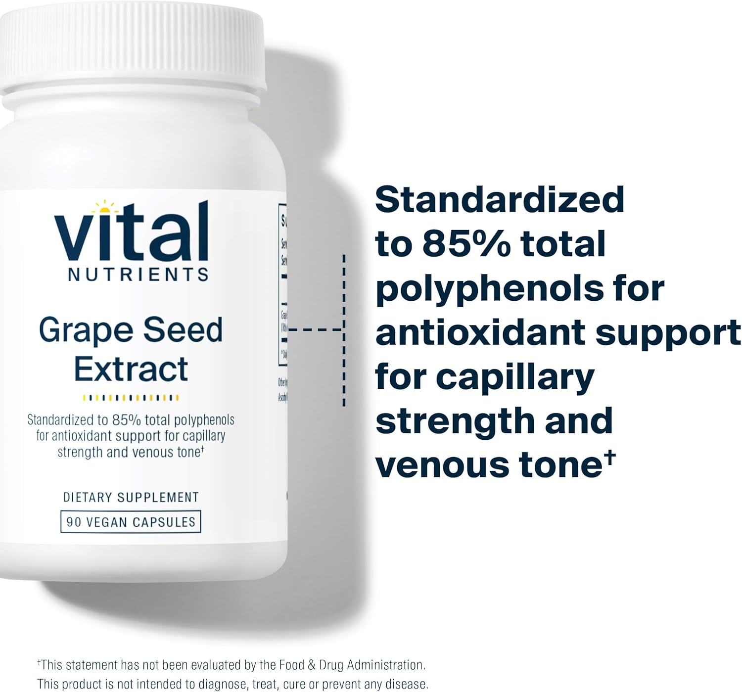Grape Seed Extract 100mg Capsules | Antioxidant for Circulation, Capillary & Vein Health | Non-GMO | Gluten, Dairy, Soy Free | 90 Count