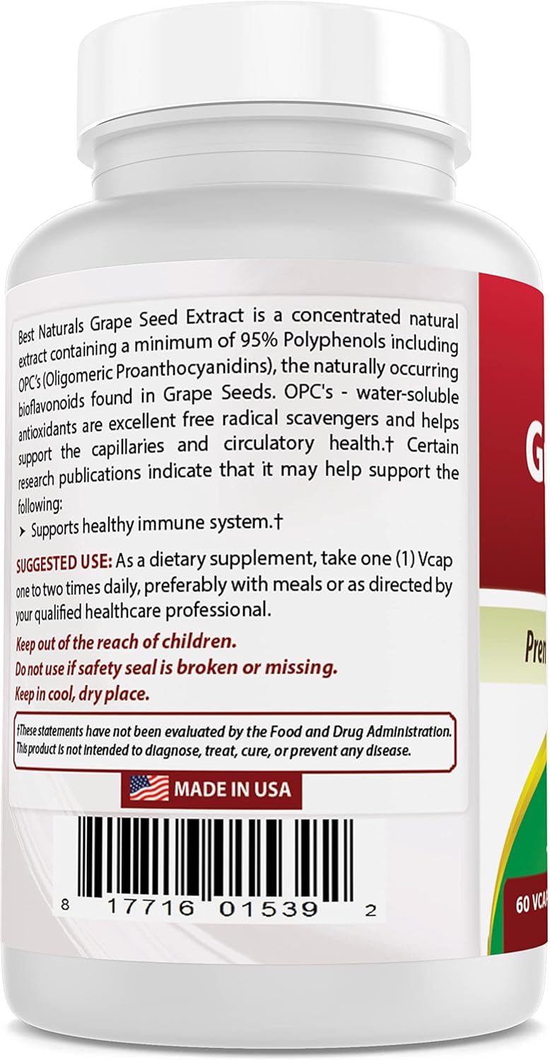 Grape Seed Extract 400mg - 180 Vcaps - Best Naturals - Pack of 3