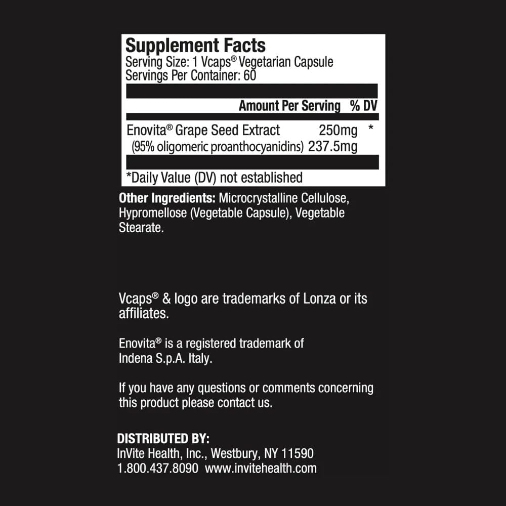 Grape Seed Extract Capsules for Circulatory Health and Blood Pressure Support - 60 Vegetarian Capsules (2-Pack)